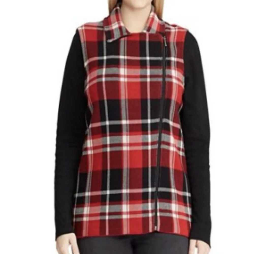 Women’s Chap’s Red Plaid Sweater Vest, 2X, NWT